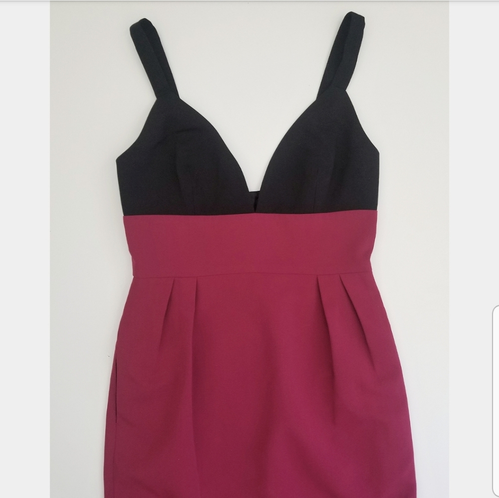 NWT Jill Stuart two-tone V-neck Midi Dress 0 2 - Picture 2 of 5